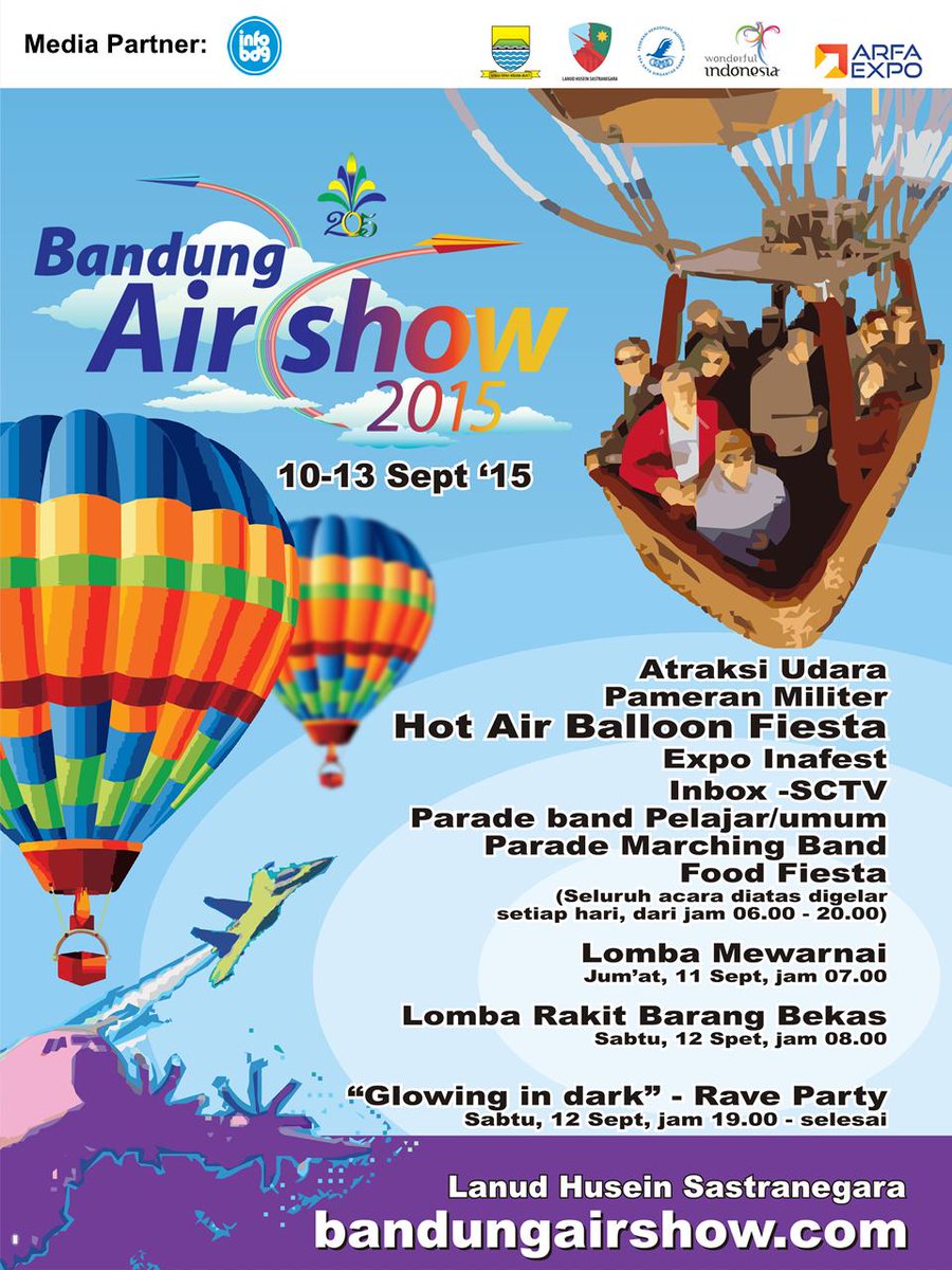 Weekend ini ke #BandungAirShow2015 yuk! Dijamin seru ada atraksi udara, pameran militer dll. Lanud Husein 6am-8pm