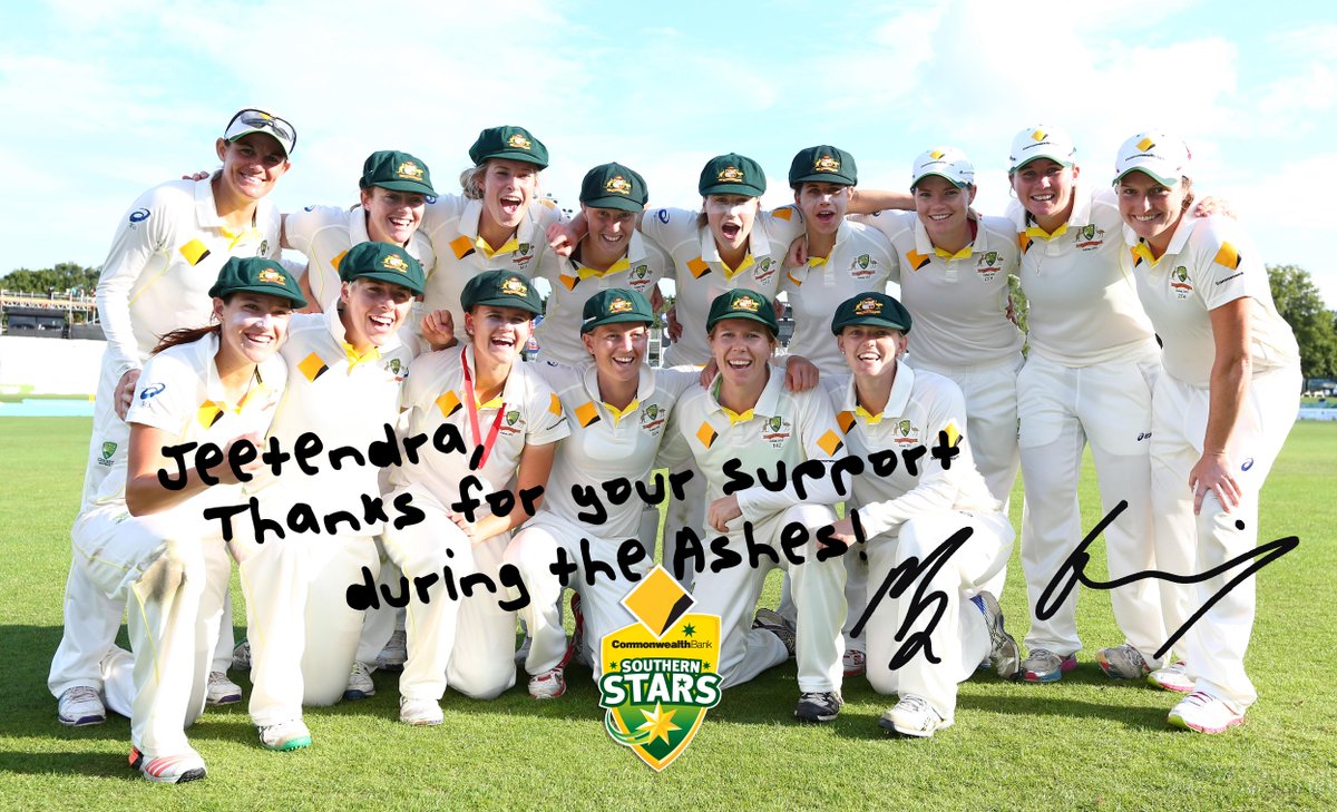 crickcomaureply's tweet photo. @Jeetendra89 Here's a signed photo from Ashes-winning captain @meglanning7! #GoSouthernStars http://t.co/D3w4JlF0oI