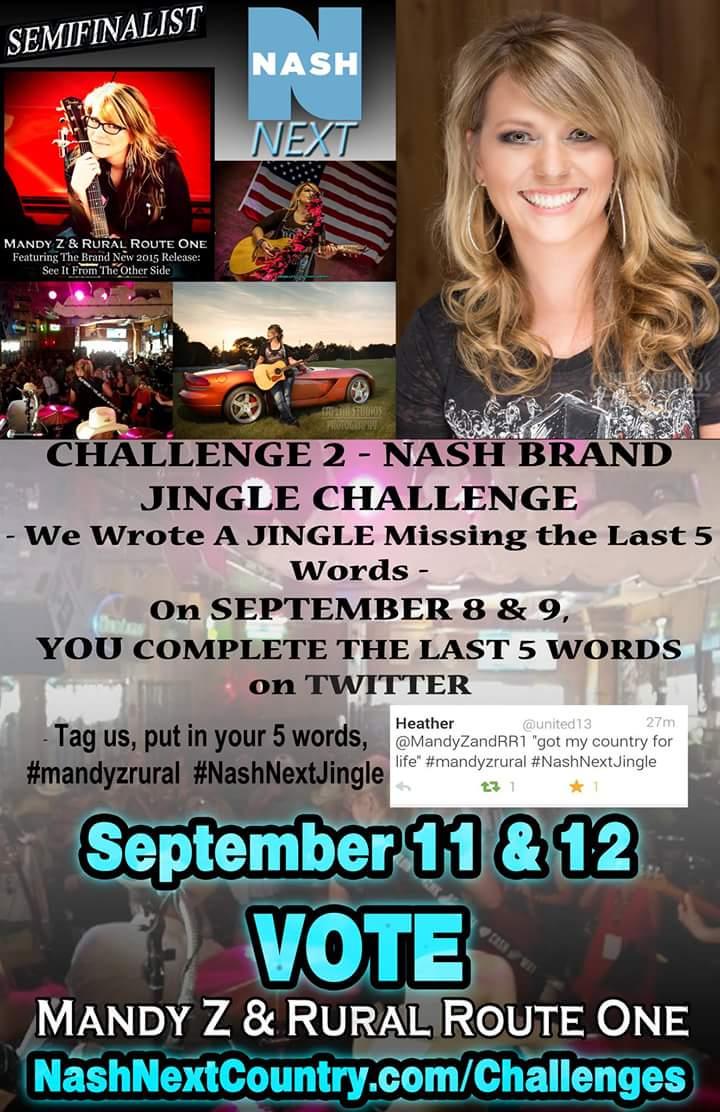 MandyZandRR1's tweet photo. Our @NashNext Challenge 2 Nash Brand Jingle is posted!  
http://t.co/jCKyUJi2nD #mandyzrural  #NashNextJingle http://t.co/wtq3MAyw75