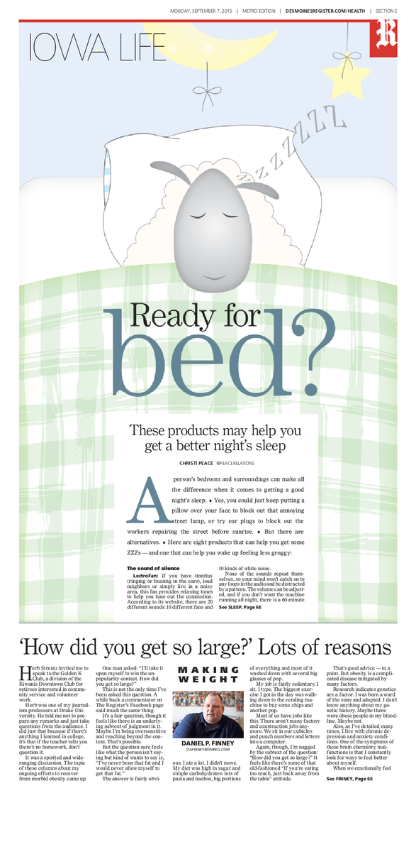 DSM_Studio's tweet photo. Today's @DMRegister has options to consider if you have trouble getting to sleep: http://t.co/Rlw62wOkIC