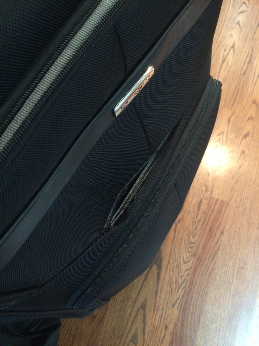 DamagedLuggage's tweet photo. and this just happened to my brand new Samsonite suitcase. #customerserviceplease #southwestair http://t.co/nfcOv3hdPL