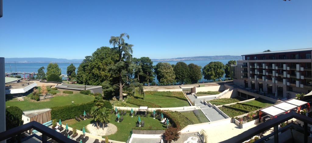 TJonesPhoto's tweet photo. Just arrived @EvianChamp hotel room view looks ok #LakeGeneva #lacLemon http://t.co/jpYSIc9RLh