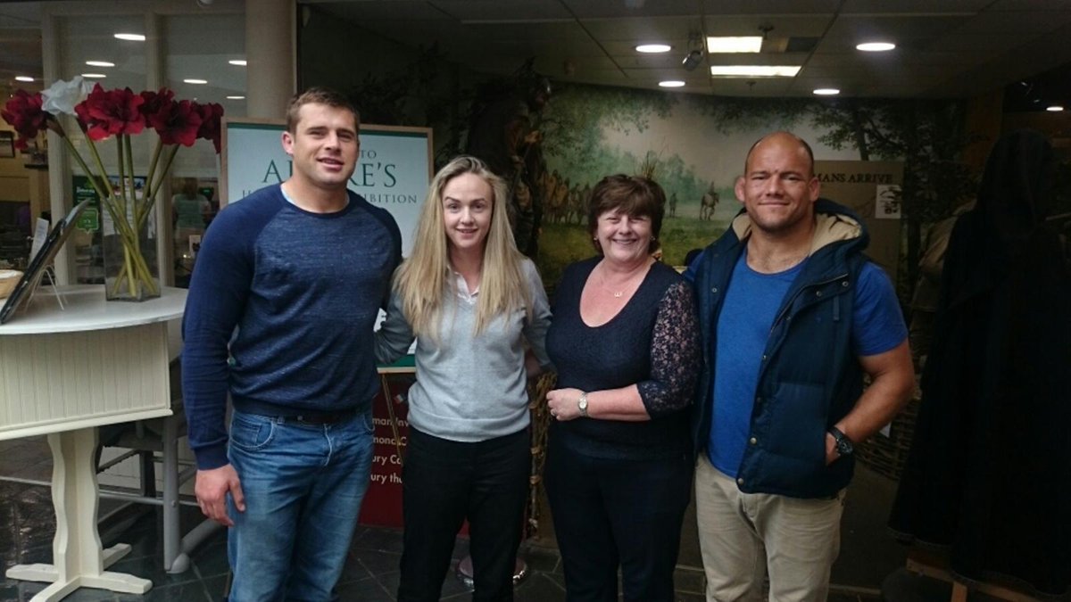 Munster players CJ Stander and BJ Botha stopped by the centre yesterday. #munsterrugby #standupandfight