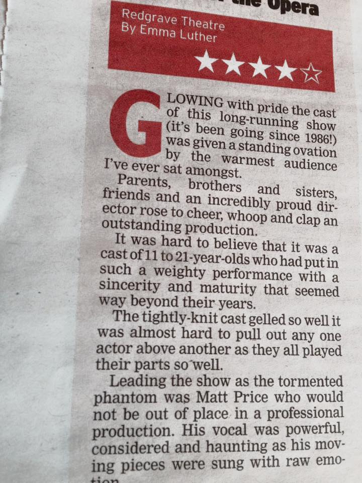 JamesDickens52's tweet photo. 4-5 Star review for Phantom in the @BristolPost!! :) #NapaPhantom @NationalAcdPA @NationalAcdBRS http://t.co/fkZrO86JZQ
