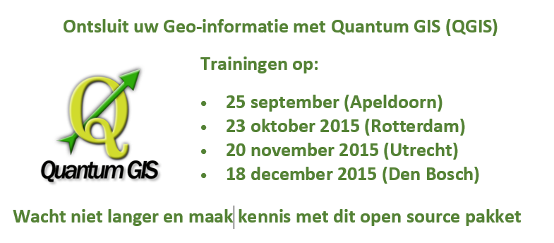 clstrainingen's tweet image. Voor mijn #GIS-volgers: cursus #QuantumGIS op 25 september in #Apeldoorn. info op cls-trainingen.nl/opleidingen-en…