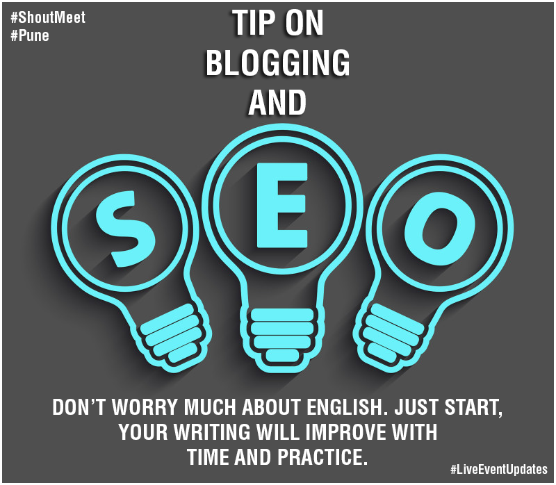 ShoutMeet's tweet photo. #TipOnBlogging and #SEO
#ShoutMeet #Pune #Bloggers #LiveEventUpdates #Travel #Blogging http://t.co/Q9dvwkjjry