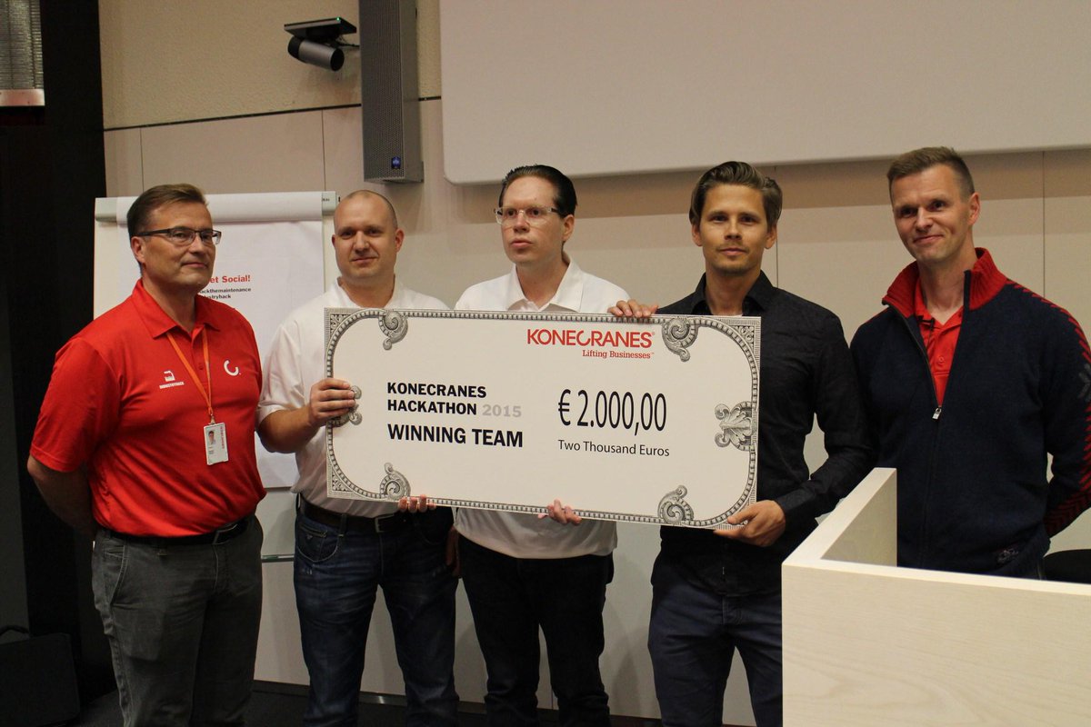 Konecranes's tweet photo. In Photos: Day 3 of #IndustryHack. Awarding Ceremony #hackthemaintenance (photos by Mika Virta) http://t.co/9fZi872zvO