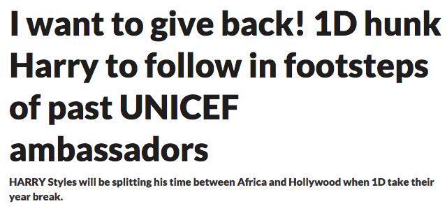 HarryUpdatesGER's tweet photo. Angeblich soll Harry nächstes Jahr (während der 1D Pause) ein Botschafter für UNICEF werden! http://t.co/5KsyHzPGCw