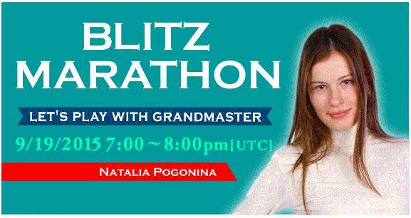 Pogonina's tweet photo. Join me for a @CHESSHEROZ Blitz Marathon on September 19! Please mark the day well in advance in your calendar ;) http://t.co/P2tecx950U