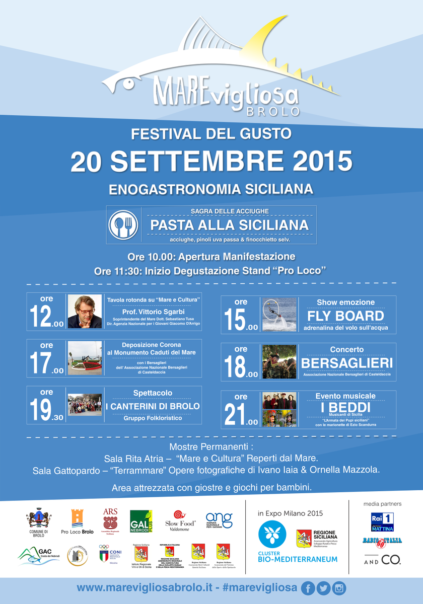 MAREvigliosa_15's tweet photo. #MAREvigliosa15 #Brolo #ProLocoBrolo #Enogastronomia #messina #Siciliabedda #igsicilia #eventi #vittoriosgarbi http://t.co/WVekN5UOWy