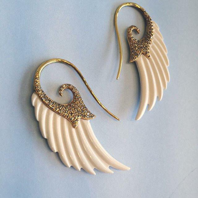 Our gorgeous set of Fly Me To the Moon #earrings from <a href="/noorfares/">Noor Fares</a> Feat #18k #gold &amp; #diamonds. Instore @ #SauceRocks