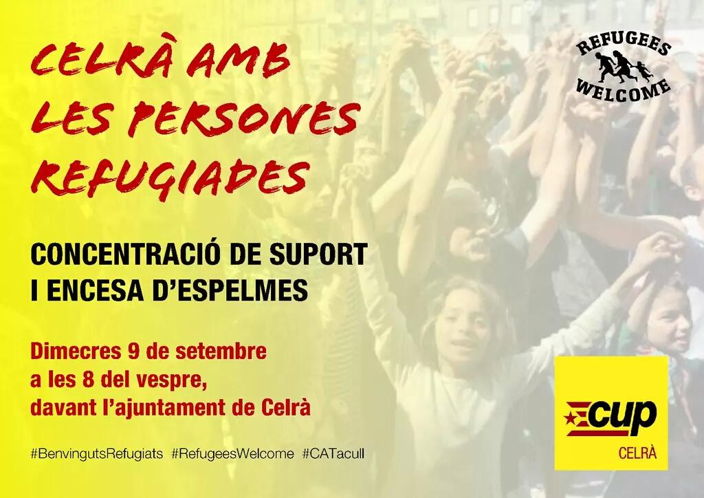 Poble_Lliure's tweet photo. #Celrà amb les persones refugiades. Concentració de suport i encesa d'espelmes. http://t.co/gZzsrTRbSF