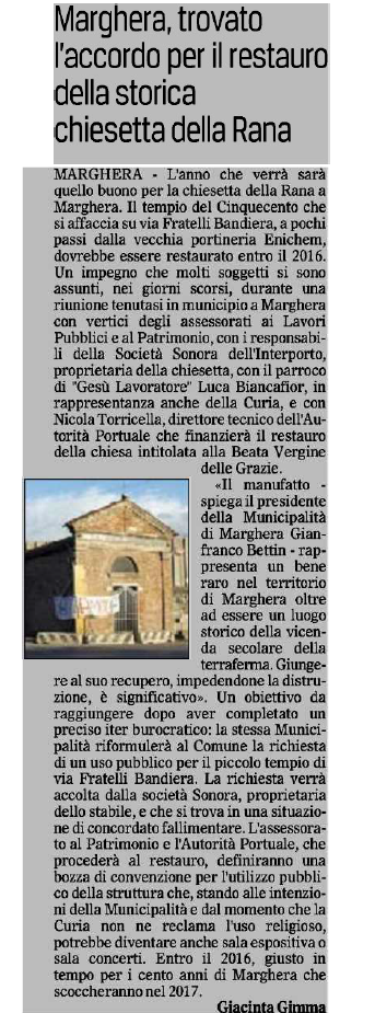 lamevez's tweet photo. Buone notizie per #Marghera in vista del centenario: sembra che la chiesetta della Rana sarà restaurata http://t.co/Sn880INu5f