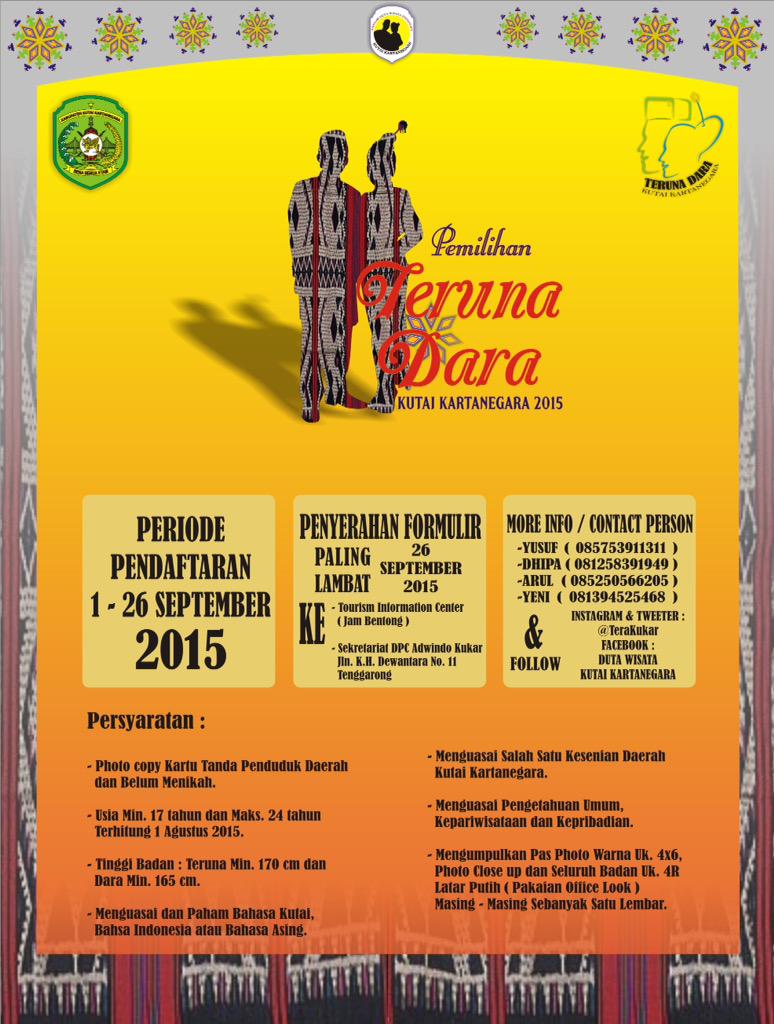 PENDAFTARAN PEMILIHAN #TERAKUKAR2015 RESMI DIBUKA! Segera daftarkn dirimu, mari majukan &amp; lestarikan kebudayaan KUKAR