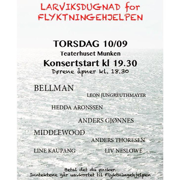 Konsert: Larviksdugnad for Flyktningehjelpen torsdag 10/09! <a href="/Flyktninghjelp/">NRC Flyktninghjelpen</a>