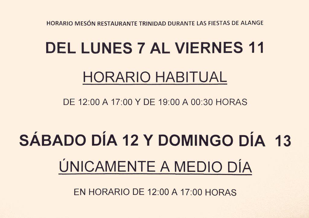 MesonTrinidadAR's tweet photo. Horario especial Mesón Restaurante Trinidad durante la feria de Alange: http://t.co/b8nSU1RlF2