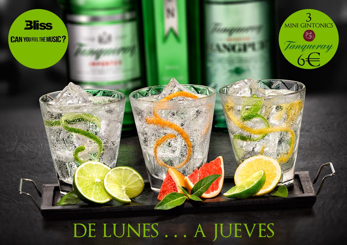 BlissCopas's tweet photo. Bliss Tanqueray, de Lunes a Jueves, 3 mini Gin Tonic a 6€ http://t.co/dZvc50lX6T