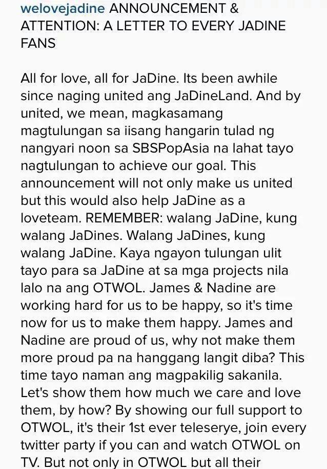 JadineCagayan's tweet image. JADINES!!! LETS DO THIS!!! ALAM KONG MEDYO NAKAKABINGI NA ANG INGAY NATIN!! PERO PUSH NATIN TOOOO!!!

All For JaDine