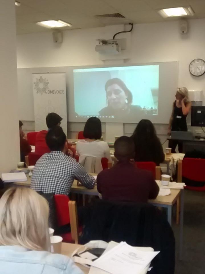 OneVoice's tweet photo. Our students are hearing from Ayala of OVIsrael via Skype, OVPalestine to come #OVRes http://t.co/PQy3lImpI4