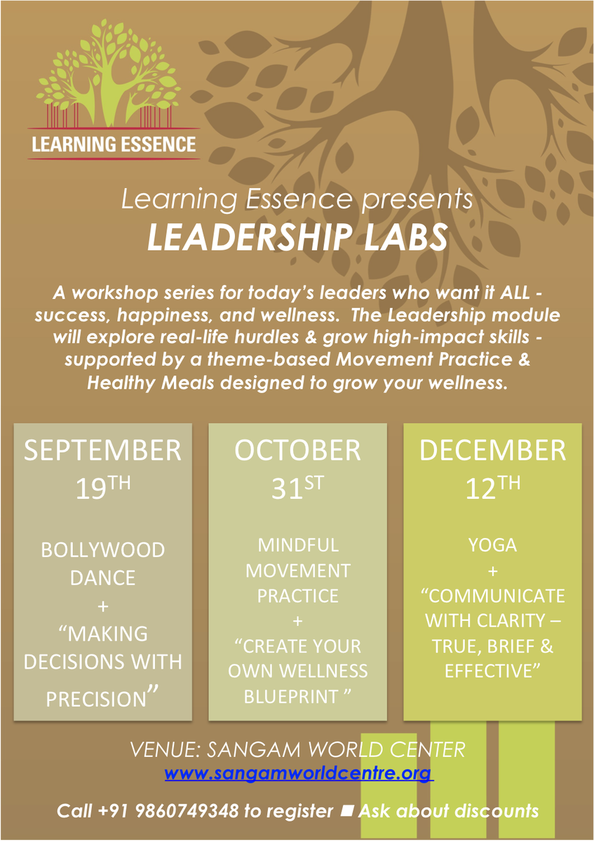 KashmiraMody's tweet photo. 3 days of learning & wellness for leaders in Pune. Register today! #pune #leadership #learningessence http://t.co/GfrLK8MPi5