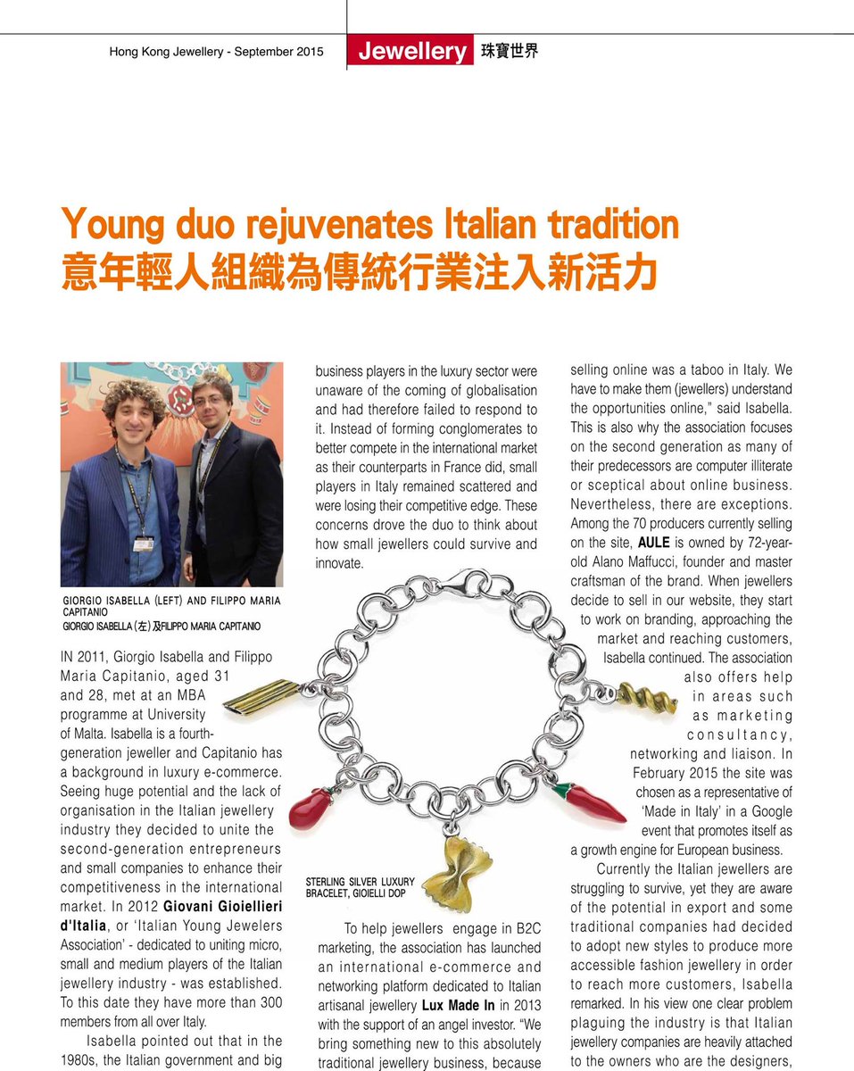 gioiellidop's tweet photo. @Gioiellieri_ITA , @LuxMadeIn e @gioiellidop : un trio che conquista l'Asia #HongKongJewellery Magazine #madeinitaly http://t.co/U70HxhO9Xx