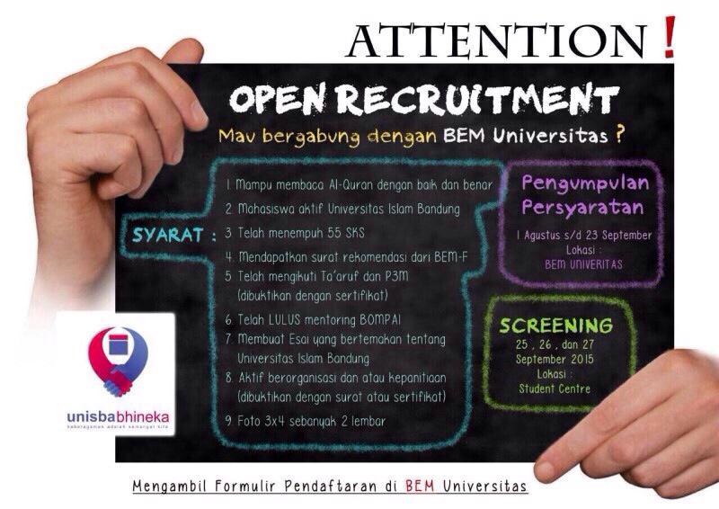 Informasi mengenai Open Recruitment BEM Universitas, yuk ikutan dan perhatikan persyaratannya ya👇