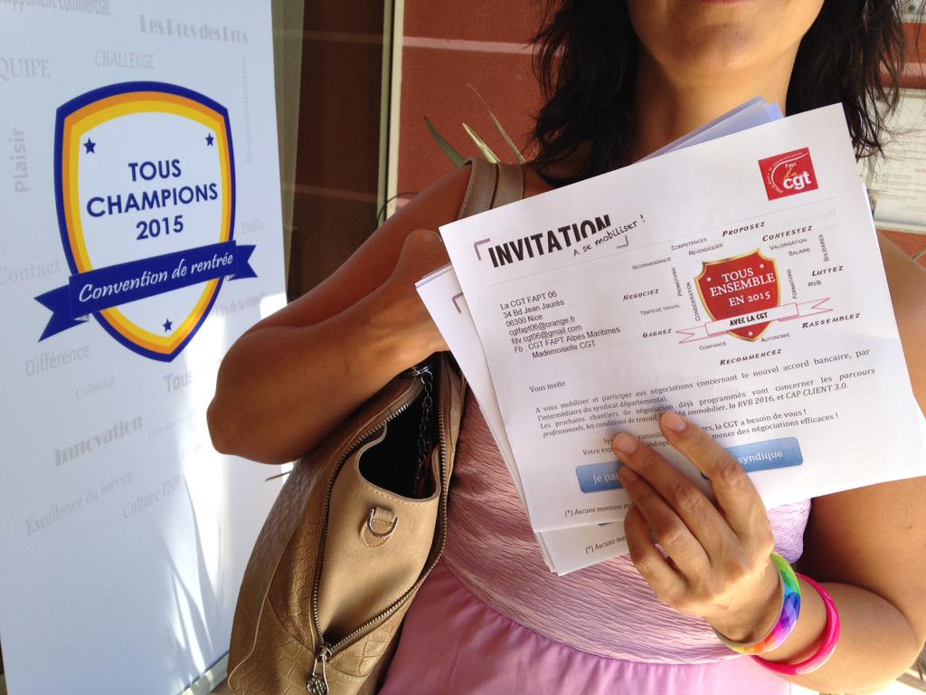 CGTfapt06's tweet photo. La CGT présente à la convention de rentrée des forces de vente de La Poste ! http://t.co/Wud1SLuiVJ