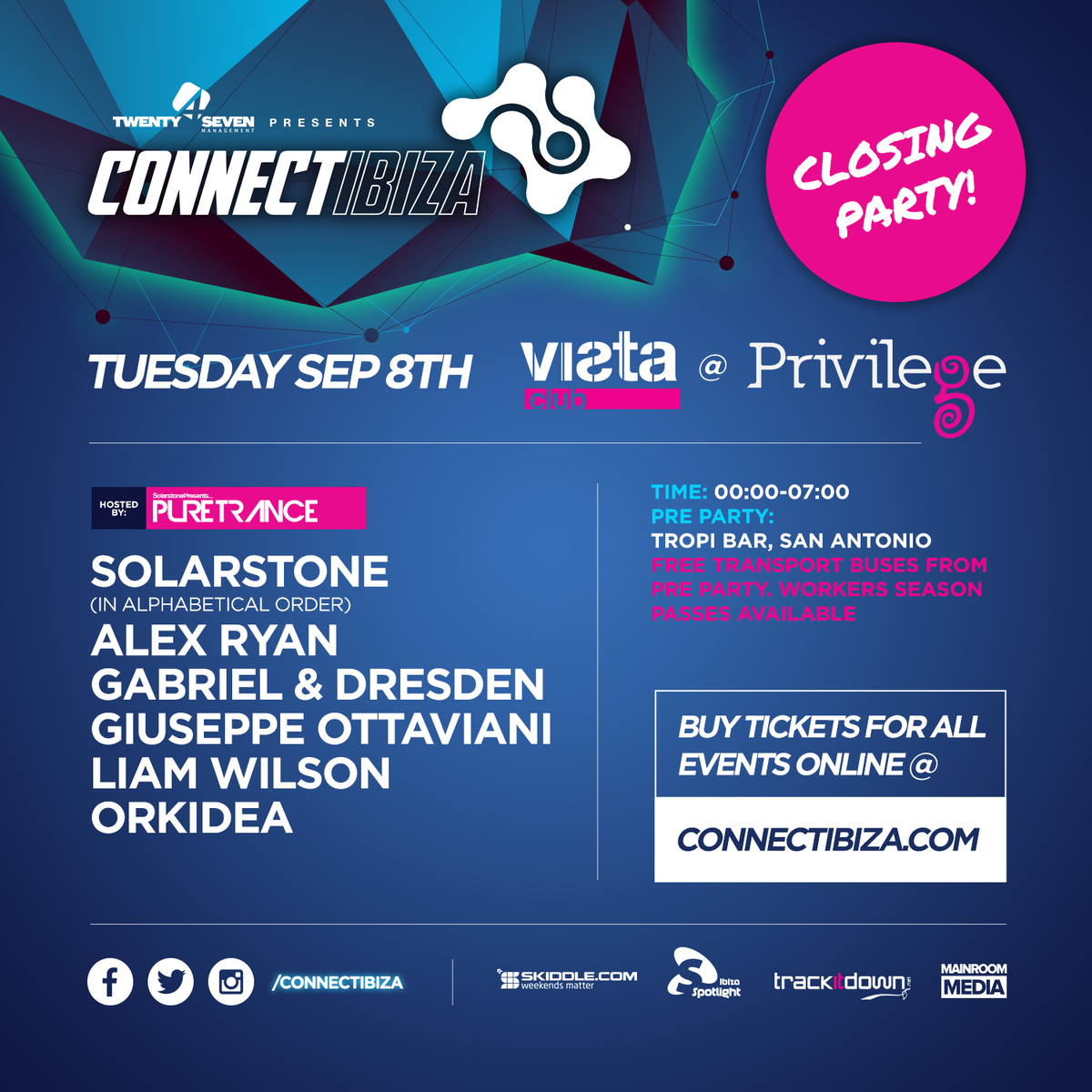 <a href="/ConnectIbiza/">Connect Ibiza</a> signs off in style tomorrow! <a href="/ILikeItPure/">Pure Trance</a> <a href="/GabrielNDresden/">Gabriel & Dresden</a> <a href="/richsolarstone/">Solarstone.</a> <a href="/GOttaviani/">Giuseppe Ottaviani</a> <a href="/djliamwilson/">Liam Wilson</a>