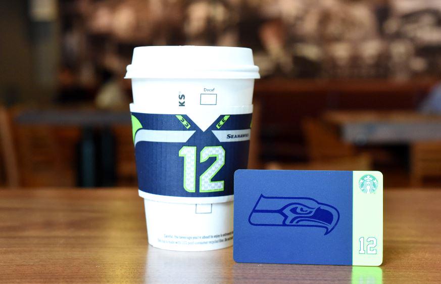 StarbucksNews's tweet photo. Starbucks and the Seattle @Seahawks offer a new limited-edition gift card. Details: http://t.co/iudiCSWduf http://t.co/KMD36Vd0RY