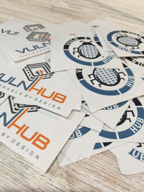 s4gi_'s tweet photo. Thank you @VulnHub and @g0tmi1k for the bucketloads of stickers! Next stop #zacon. http://t.co/RFjmQEwMQW