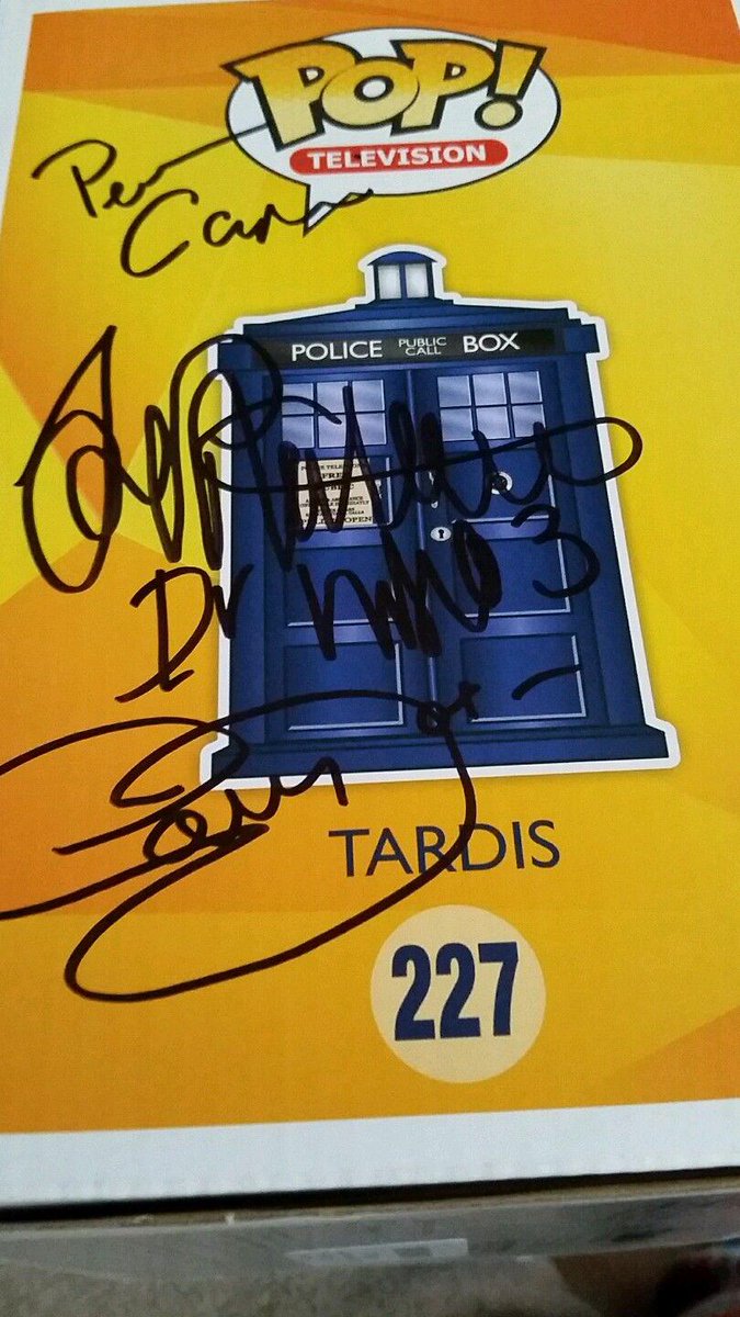 TheCyberdevil's tweet photo. A Funko Pop Tardis released this year signed by 10 Doctors including Jon Pertwee! Sounds totally legit ! #Fakebay http://t.co/0gVeAhcTj8