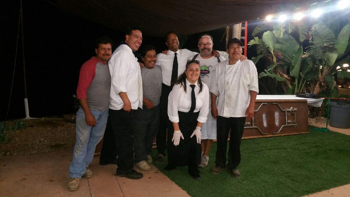 Making it happen in Rancho Chaquita.  Front, back and side of the house team.  <a href="/chefgeraldineg/">Geraldine Gilliland</a> #tacolady #hautemess