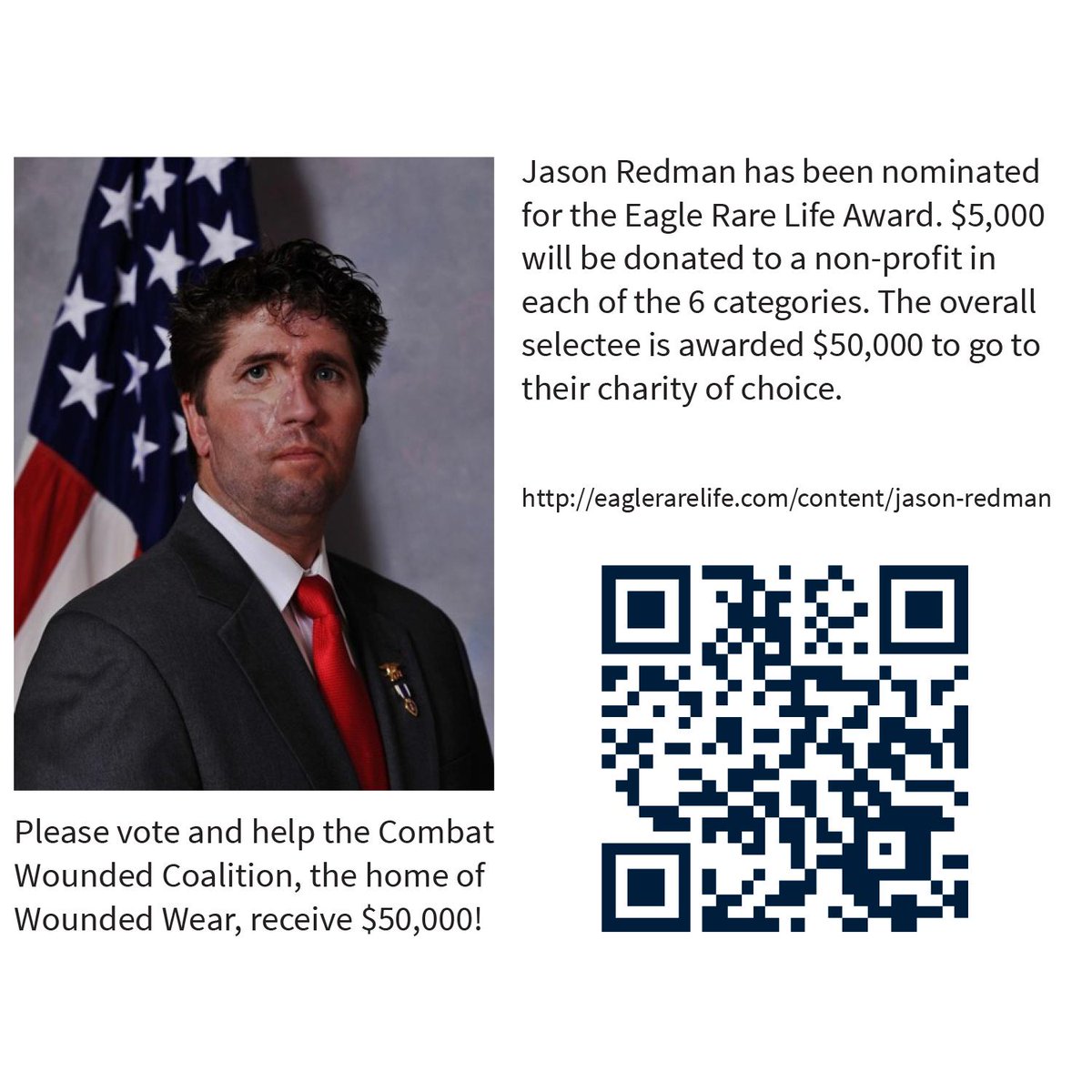 CWC | Wounded Wear (@cwc_org) on Twitter photo Help us break 7000 votes today! Vote for <a href="/JasonRedmanWW/">Jason Redman</a> and then retweet! eaglerarelife.com/content/jason-… Help us break 7000 votes today! Vote for <a href="/JasonRedmanWW/">Jason Redman</a> and then retweet! eaglerarelife.com/content/jason-…