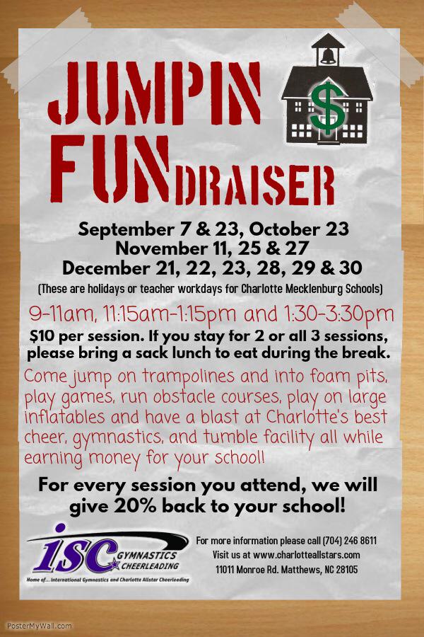GoCharlotteAS's tweet photo. Today!!! We have one starting at 9am! Come on out &amp; have some fun and earn money back for your school!! 🎉📝💰📓📚 http://t.co/f7PAbZBHh7