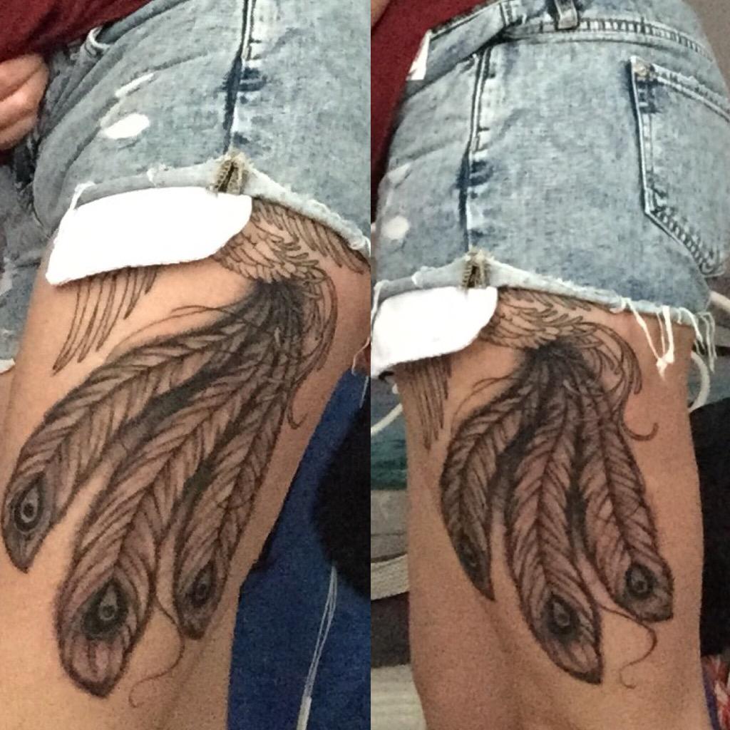Miss_Vicky_F's tweet photo. New #Tattoo #Phoenix #GirlsWithTattoos #HalfCompleted #FirstSessionDone http://t.co/o1TdkenXbr