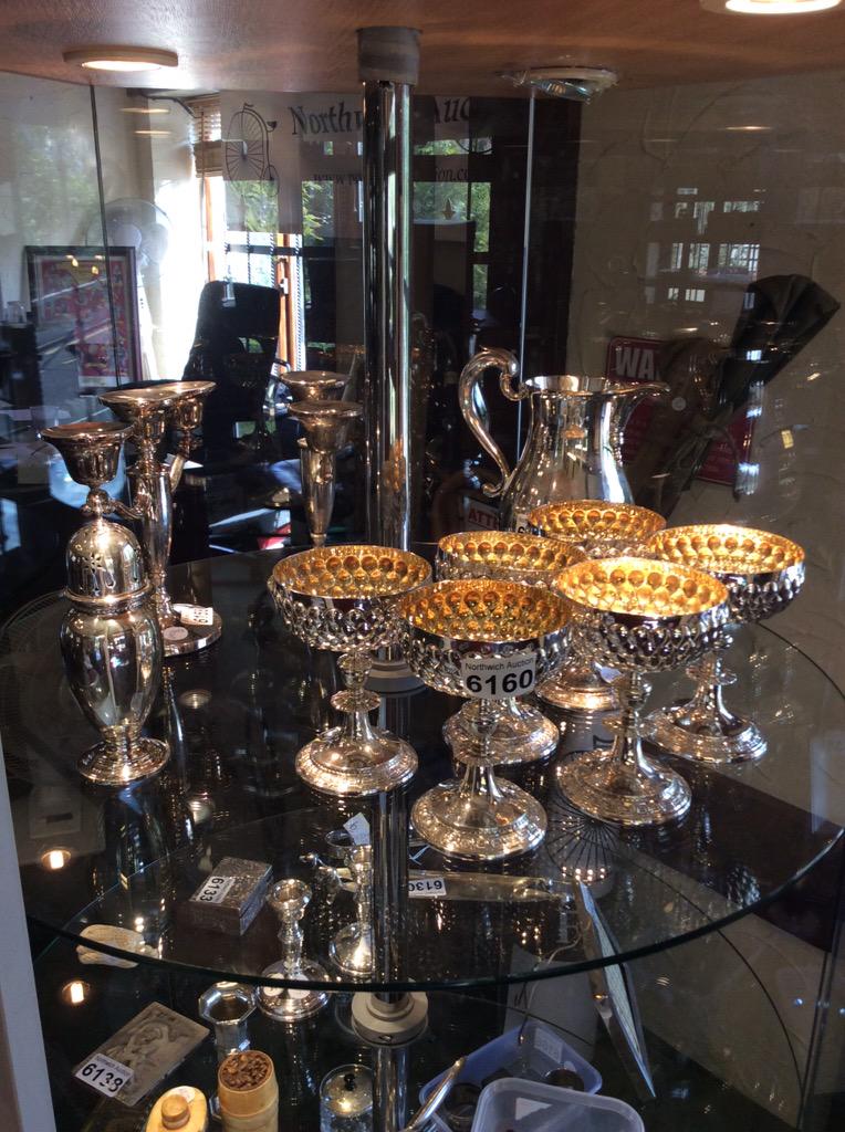NrthwichAuction's tweet photo. Also there is some nice silver including these candelabra, Dutch style wine goblets and beer jug #Auctions #Silver http://t.co/67MrKrQP8E
