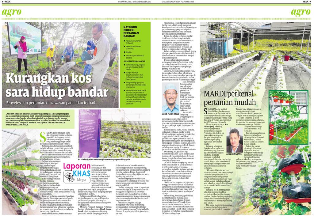mardimalaysia's tweet photo. Inovasi pertanian bandar di @UMonline sisipan Agro hari ini. #greenkit #urbankit #foodsecurity http://t.co/SLxD17g6p6