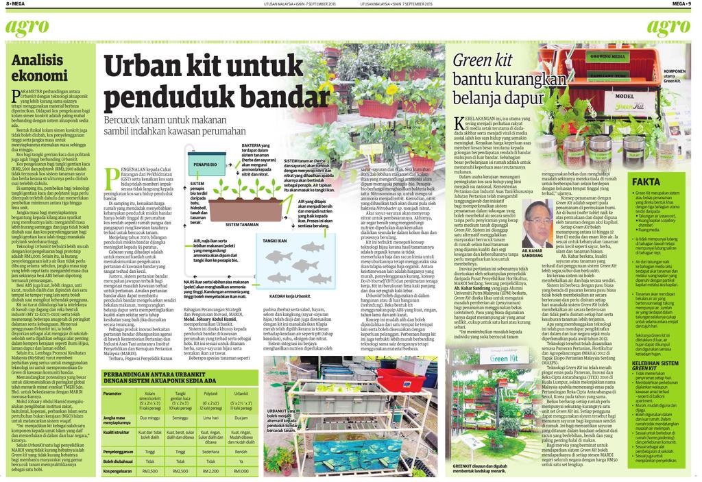 mardimalaysia's tweet photo. Inovasi pertanian bandar di @UMonline sisipan Agro hari ini. #greenkit #urbankit #foodsecurity http://t.co/SLxD17g6p6