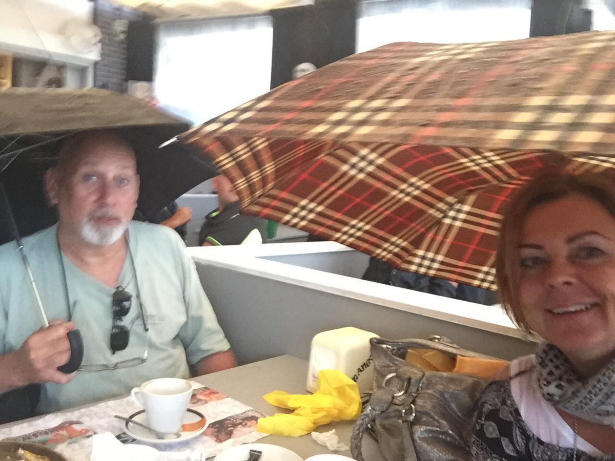 RegentSkinSpa1's tweet image. First time EVER have we had to use our brollies inside the Tango to eat our breakfast!!! #storm #raininginside