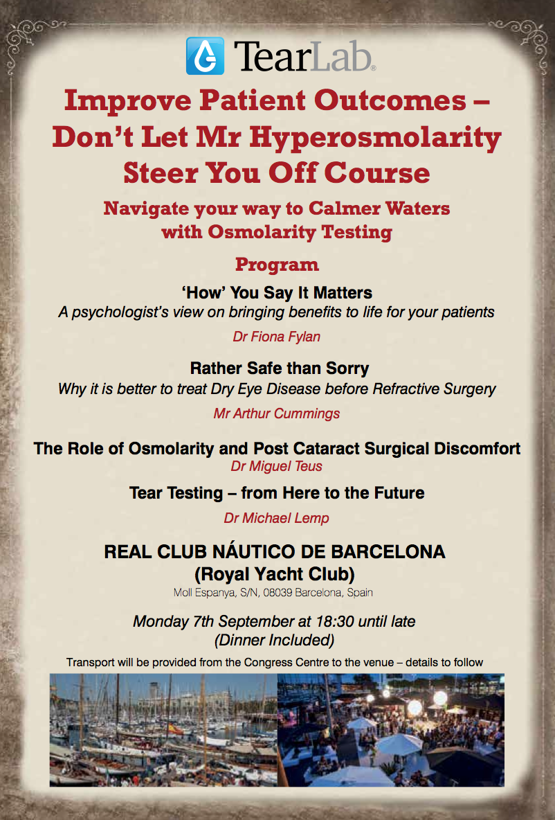 Brainbox_Info's tweet photo. Good luck @fiona_fylan speaking in Barcelona at the European Society of Cataract and Refractive surgeons. http://t.co/o0erBna26B