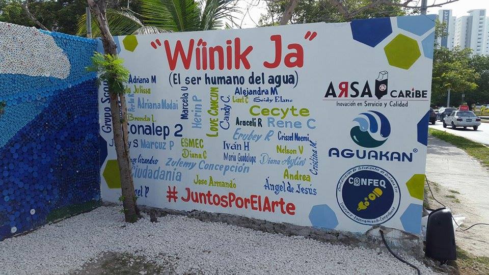 #AlMomento Inauguran el mural Wíinik Ja; participaron más de 35 personas. #Cancún