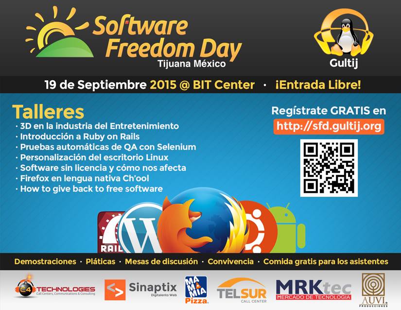 gultij's tweet photo. ¡Nos vemos el 19 de septiembre en el Software Freedom Day Tijuana 2015! - http://t.co/UkBspgE3rj http://t.co/ytah5bms9D