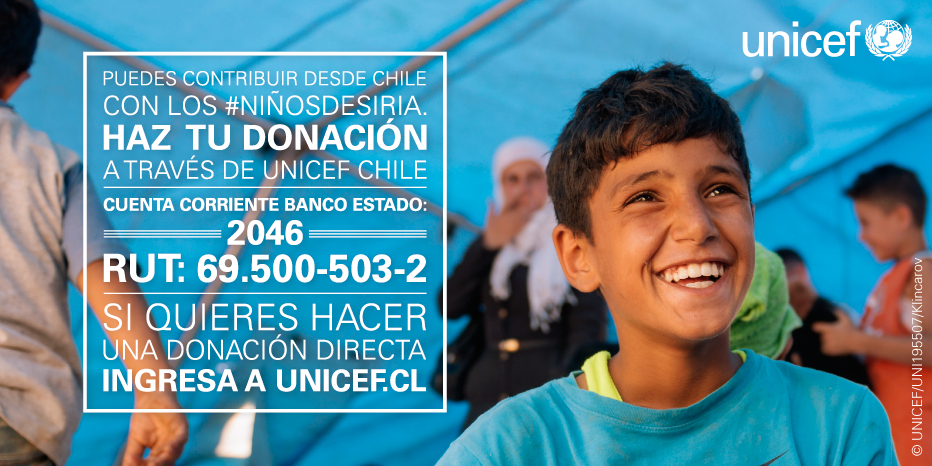 UnicefChile's tweet photo. Desde Chile también podemos ayudar a los #NiñosdeSiria. Sigue los pasos para hacer tu donación http://t.co/3g4YqCHPFq http://t.co/3vmLE7CXKT