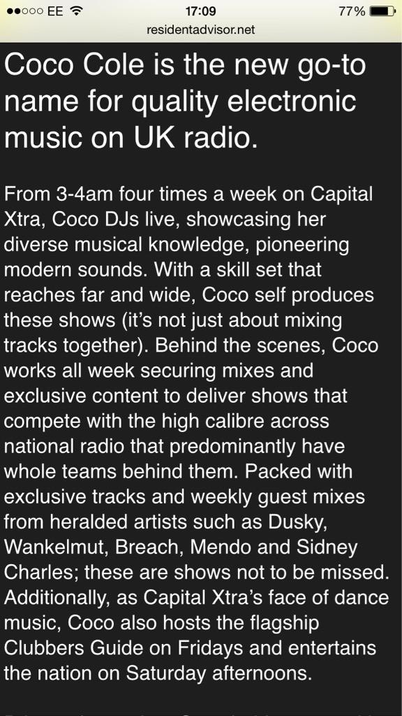 _katie_goodman's tweet photo. Resident DJ on @CapitalXTRA and one of the best female DJs around at the minute. #cococole @CircuitEssex this sat. http://t.co/a5t8OpEpvf