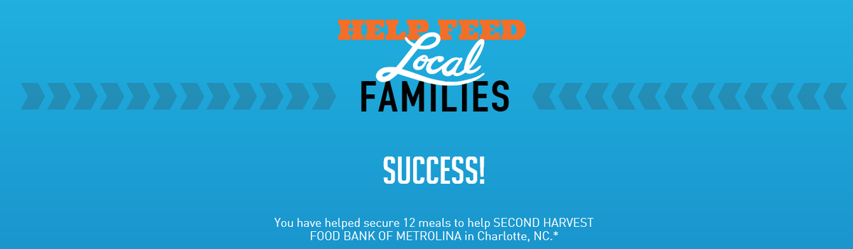 SparkMediaSvc's tweet photo. Glad to be able to secure an additional 12 meals through @OutnumberHunger for local #NC #Charlotte families! http://t.co/MBiHyYH2Gk