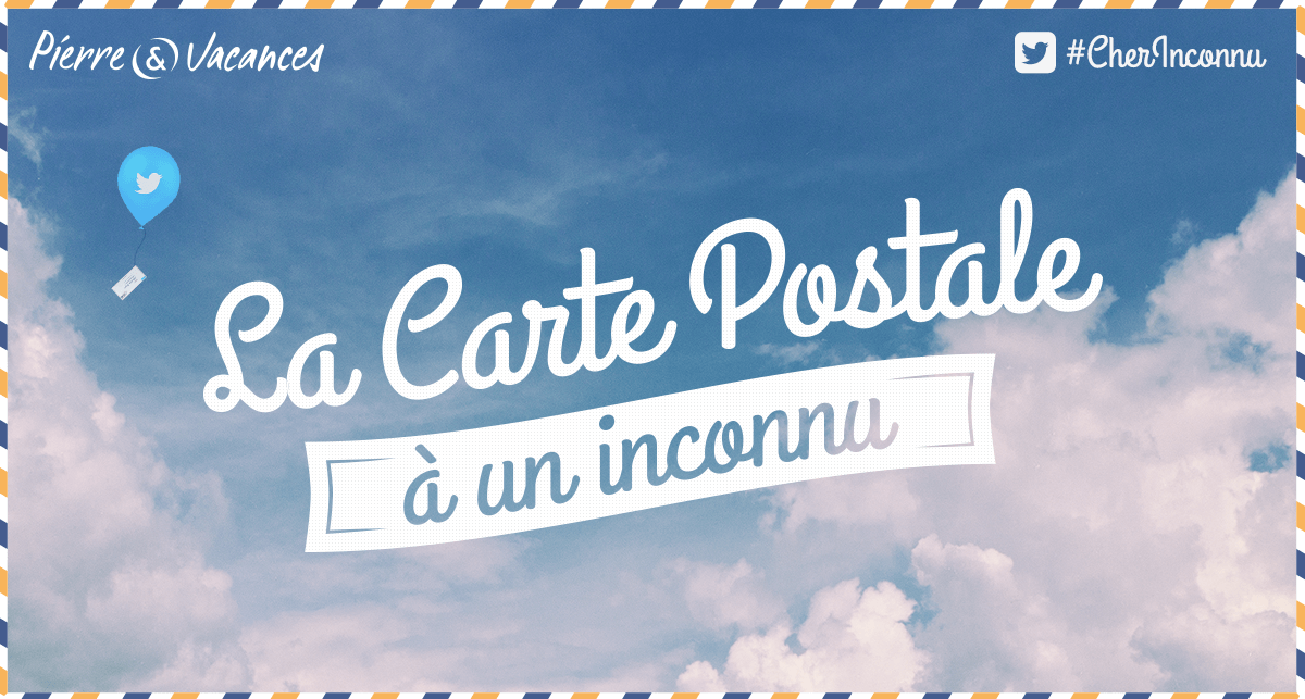 Pierre_vacances's tweet photo. Pour se rappeler les bons moments de l'été : demandez la carte postale d'un #CherInconnu avec @Pierre_vacances 📨 http://t.co/zKXkR0AozG