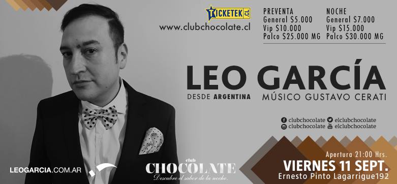 LeoGarciaFans's tweet photo. ESTE VIERNES!! @leogarciapop en SANTIAGO DE CHILE!!
Club. Chocolate-21hs
Entradas: http://t.co/BVkDTAgYFq http://t.co/6treQUMB3N
