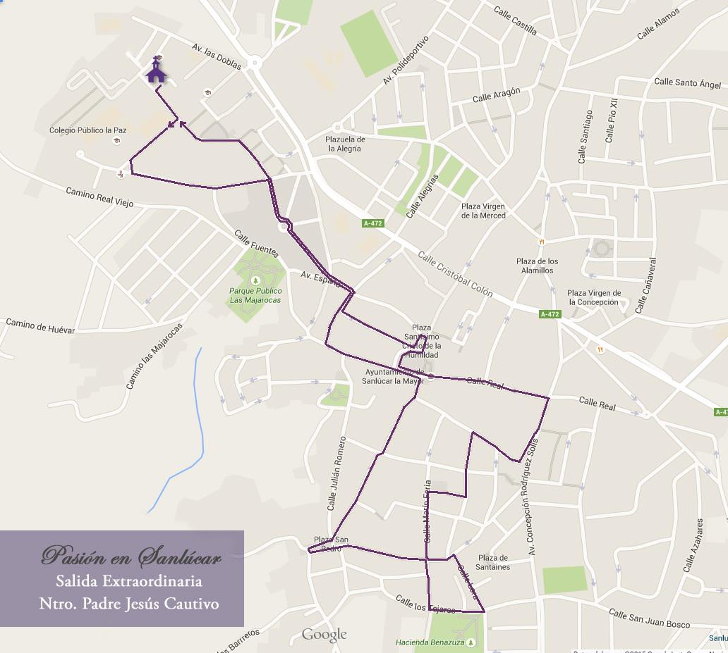 Este será el recorrido del Cautivo #XXVAniversarioErecciónCanónicaHdaddelaPaz #XXVañosCautivodeSanlúcar #PazSLM