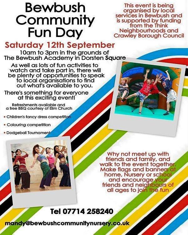 crawleybc's tweet photo. Bewbush Fun Day on Saturday (12 Sept) will be an event to remember, thanks to council grant http://t.co/cWTpZg4tRP http://t.co/D6BxEaRqZA