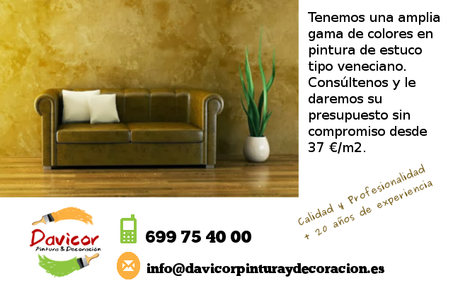 Un toque de distinción a su estancia con DAVICOR
Consulte nuestra amplia gama de colores en estuco veneciano
#Madrid